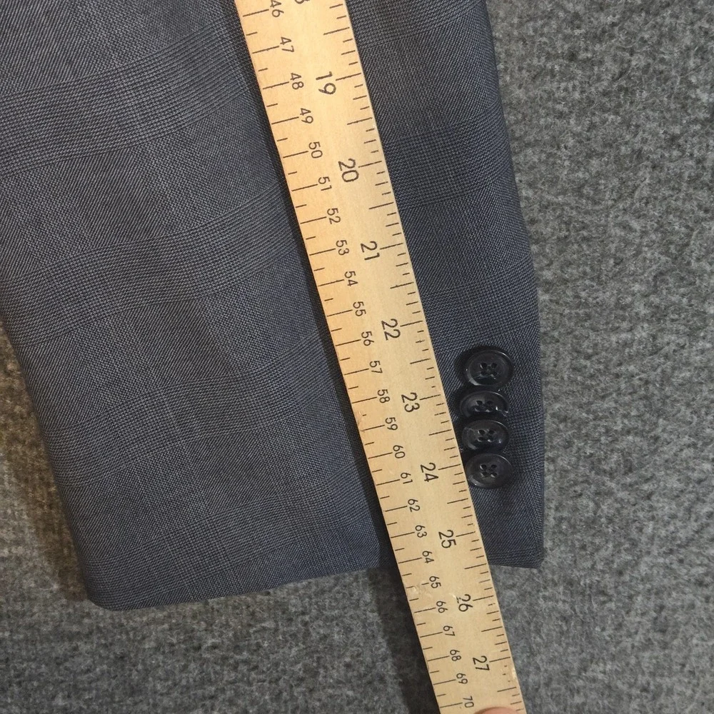 Peter Millar Sport Coat 44R‎ Blue Plaid Wool Two Button Double Vented Blazer